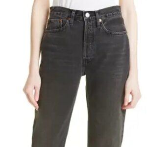 Re/Done High Waist Stovepipe Jeans (Aged Black) Size 28